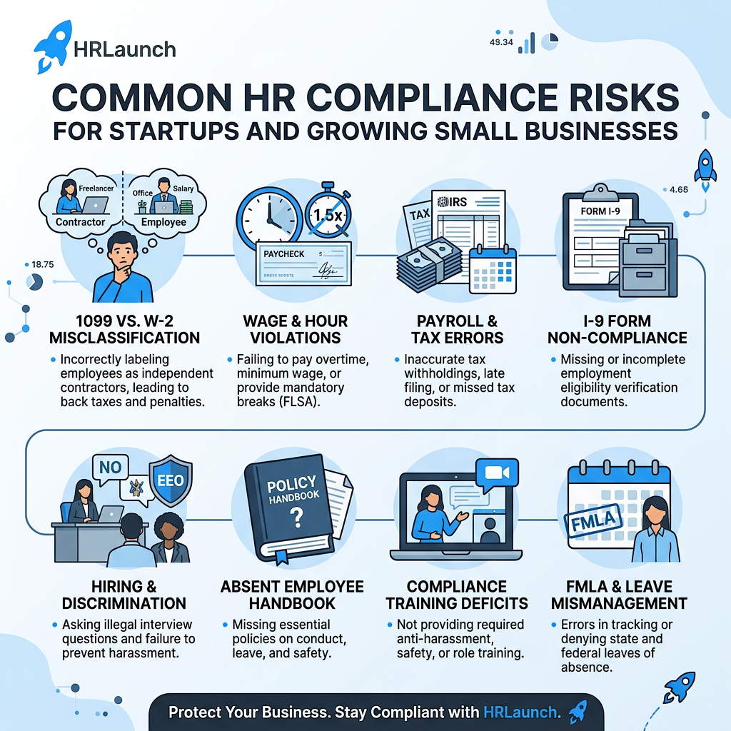 Common HR Compliance Risks for Startups and Growing Small Businesses