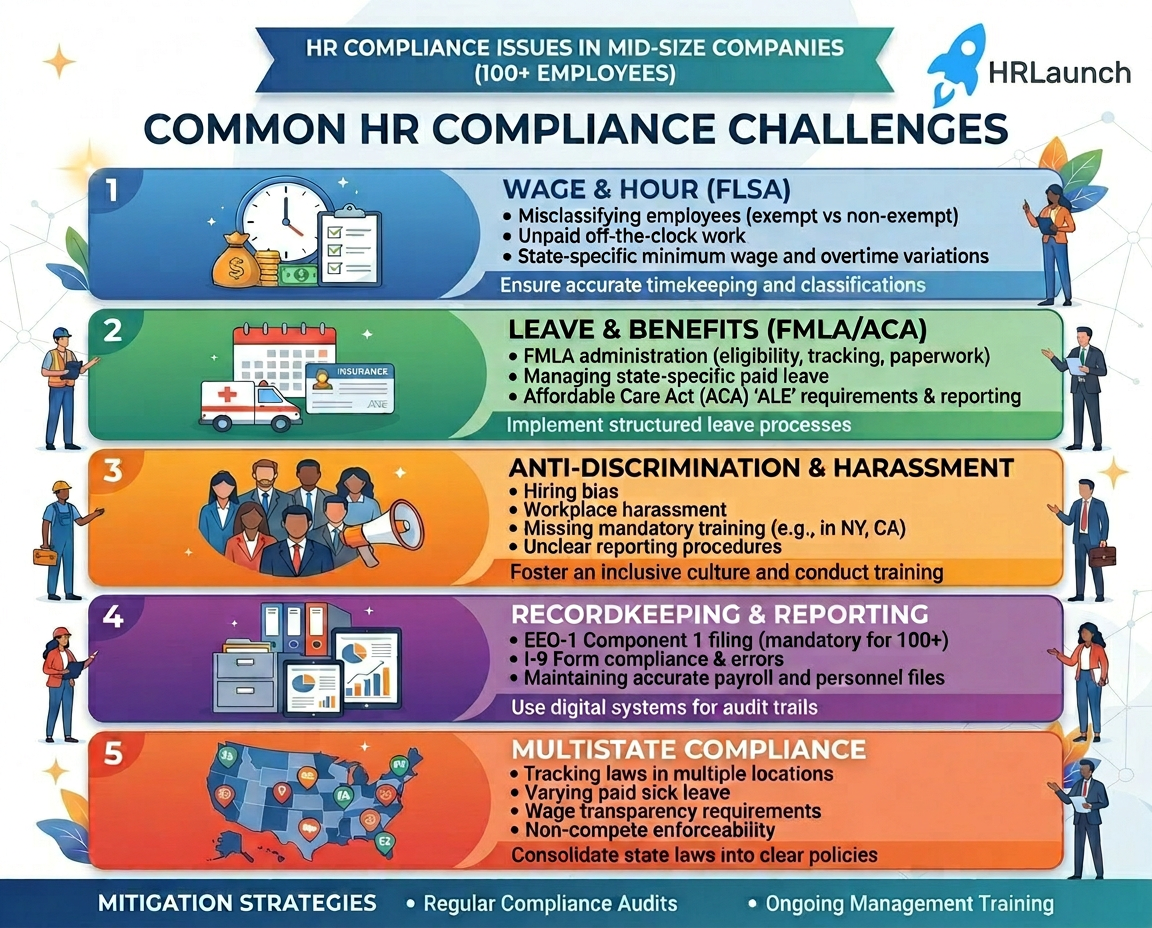 Common HR Compliance Issues in Mid-Size Companies (100+ Employees)